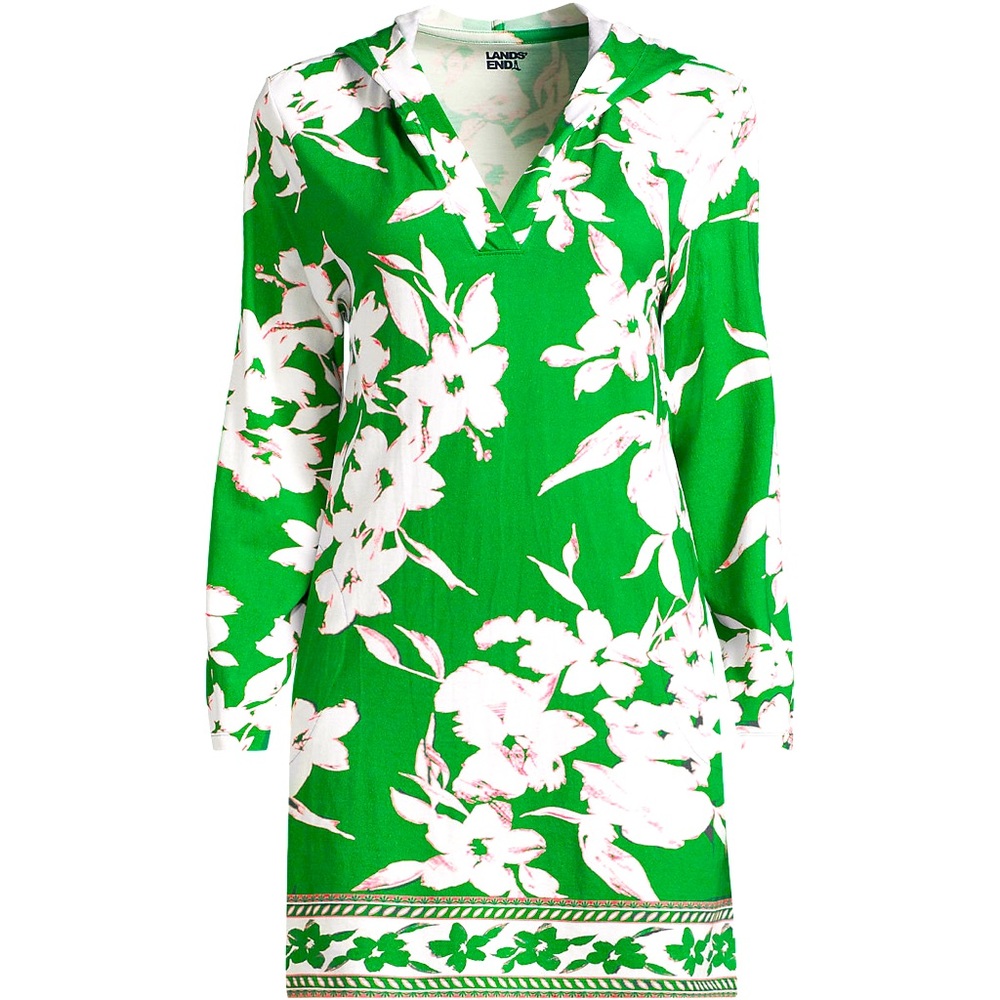 Lands' End Green Floral Dress petite xl NWT